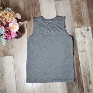 New Balance Boys Size 7 Gray Logo Athletic Activewear Crewneck Tank Top EUC